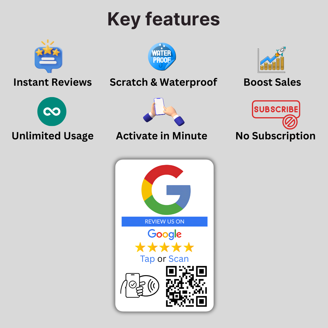 google review tap card features